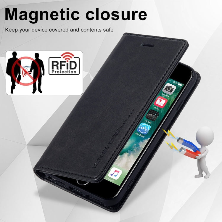 For iPhone SE 2022 / SE 2020 / 8 / 7 LC.IMEEKE RFID Anti-theft Leather Phone Case(Black) - HoMEdemic™ 