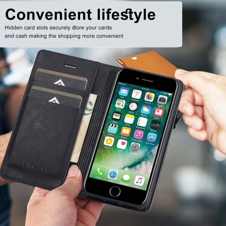 For iPhone SE 2022 / SE 2020 / 8 / 7 LC.IMEEKE RFID Anti-theft Leather Phone Case(Black) - HoMEdemic™ 