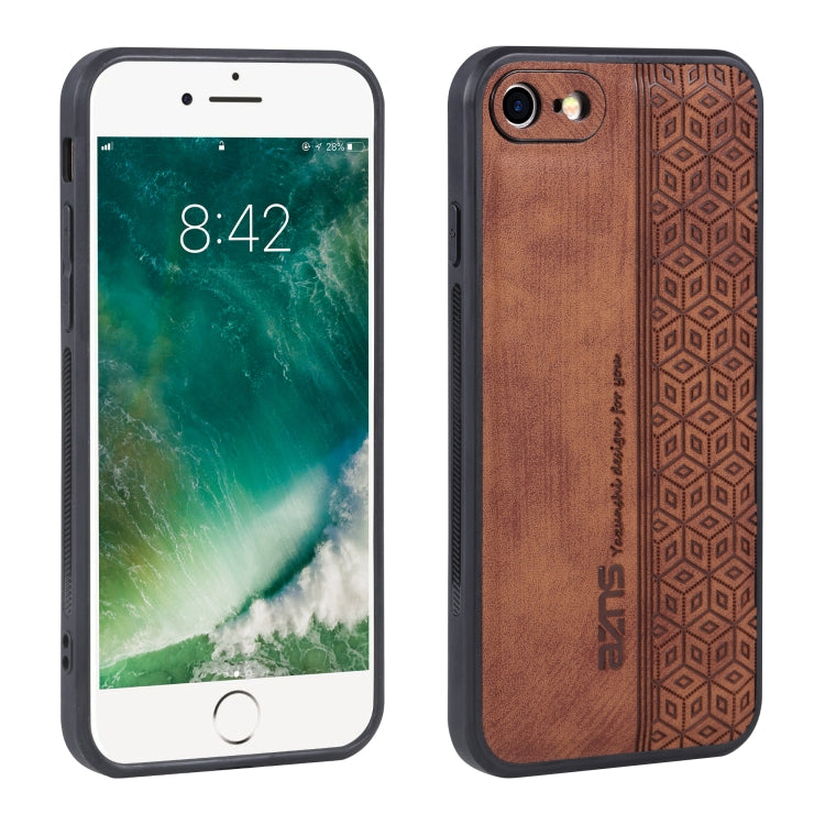 For iPhone SE 2022 / SE 2020 / 8 / 7 AZNS 3D Embossed Skin Feel Phone Case(Brown) - HoMEdemic™ 