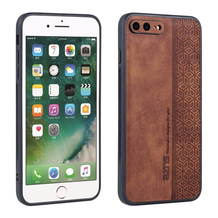 For iPhone 8 Plus / 7 Plus AZNS 3D Embossed Skin Feel Phone Case(Brown) - HoMEdemic™ 