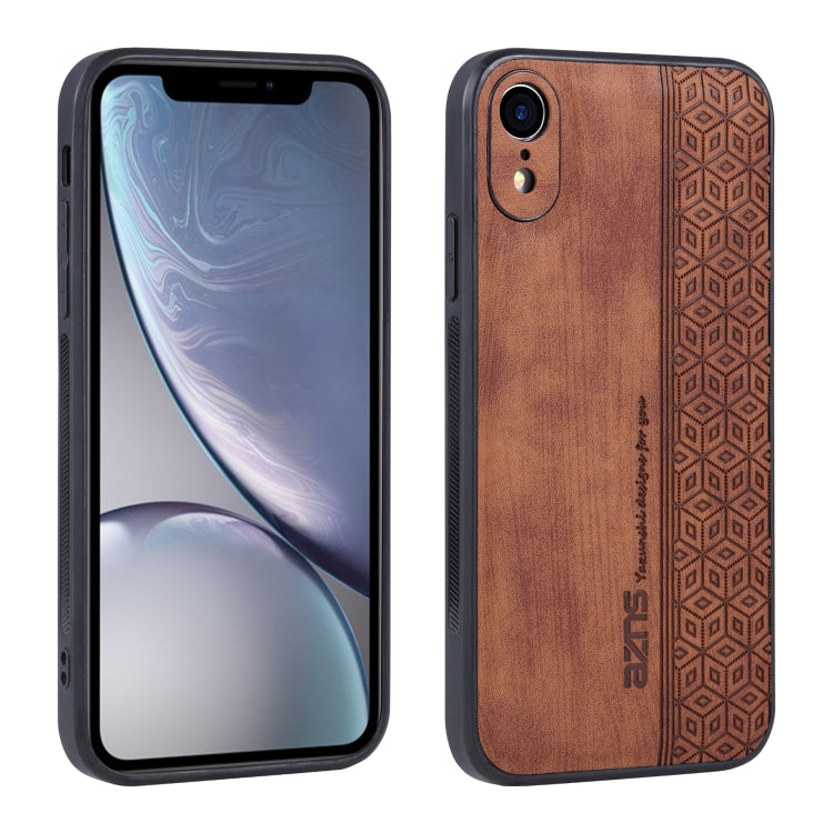For iPhone XR AZNS 3D Embossed Skin Feel Phone Case(Brown) - HoMEdemic™ 