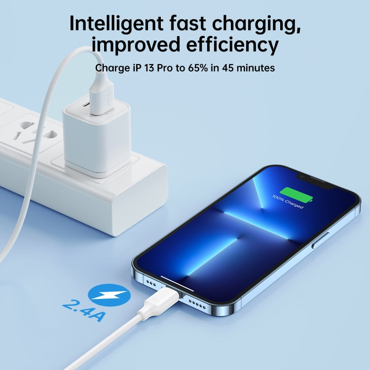 JOYROOM S-UL012A9 2.4A USB to 8 Pin Fast Charging Data Cable, Length:1m(White) - HoMEdemic™ 