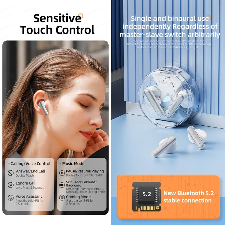 Lenovo LP10 TWS Wireless Bluetooth 5.2 Noise Reduction Earphone with Mic(Black) - HoMEdemic™ 