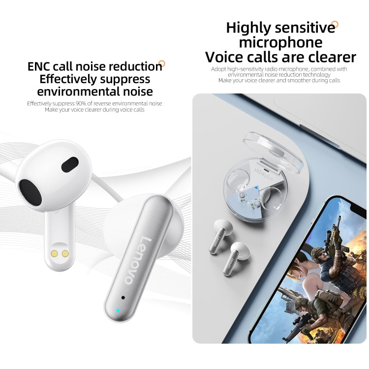 Lenovo LP10 TWS Wireless Bluetooth 5.2 Noise Reduction Earphone with Mic(Black) - HoMEdemic™ 