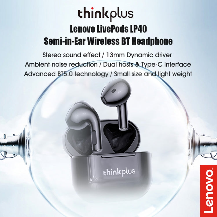 Lenovo LP40 TWS Wireless Bluetooth 5.1 Noise Reduction Earphone(White) - HoMEdemic™ 
