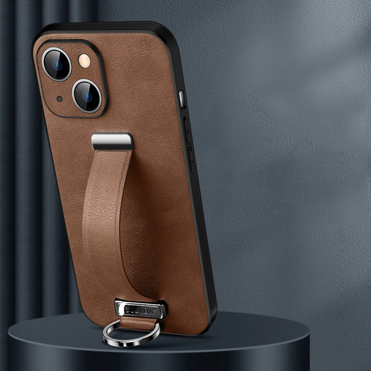 For iPhone 14 Plus SULADA Cool Series PC + Leather Texture Skin Feel Phone Case(Brown) - HoMEdemic™ 