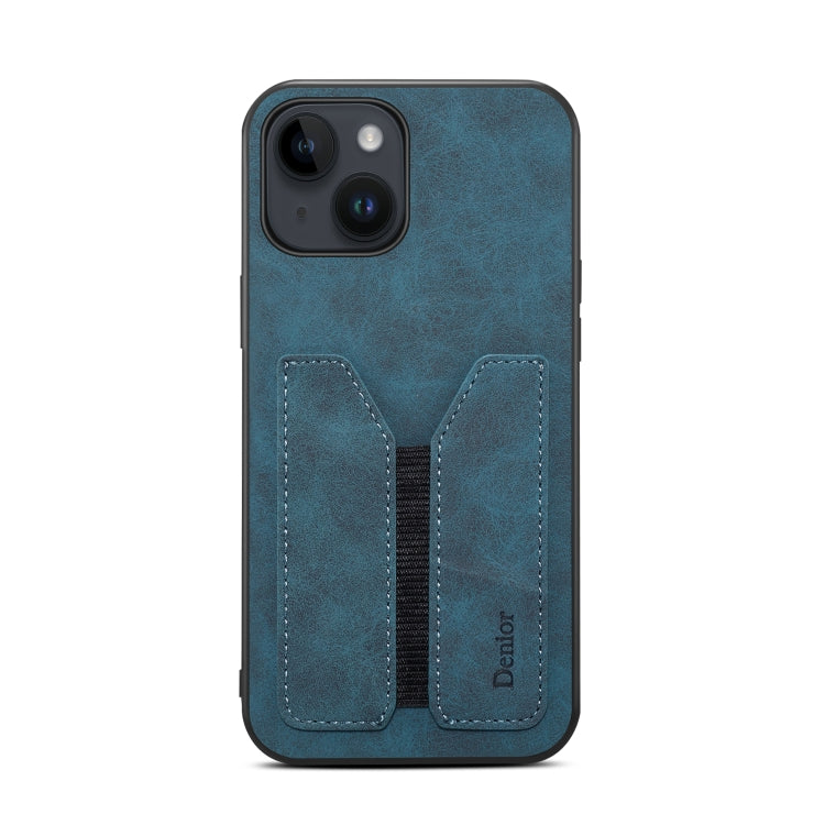For iPhone 14 Denior DV Elastic Card PU Back Cover Phone Case(Blue) - HoMEdemic™ 