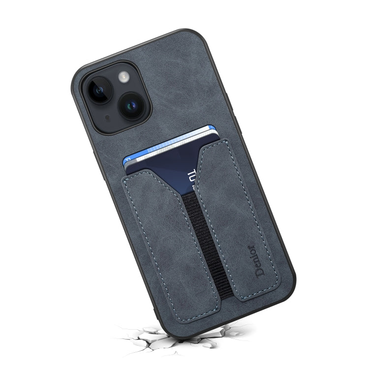 For iPhone 14 Denior DV Elastic Card PU Back Cover Phone Case(Grey) - HoMEdemic™ 