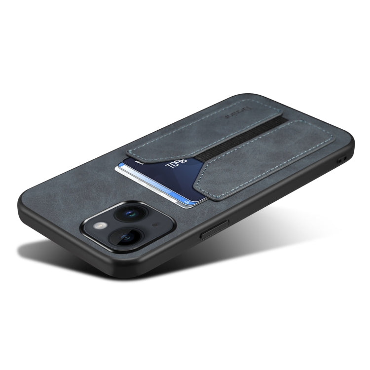 For iPhone 14 Denior DV Elastic Card PU Back Cover Phone Case(Grey) - HoMEdemic™ 