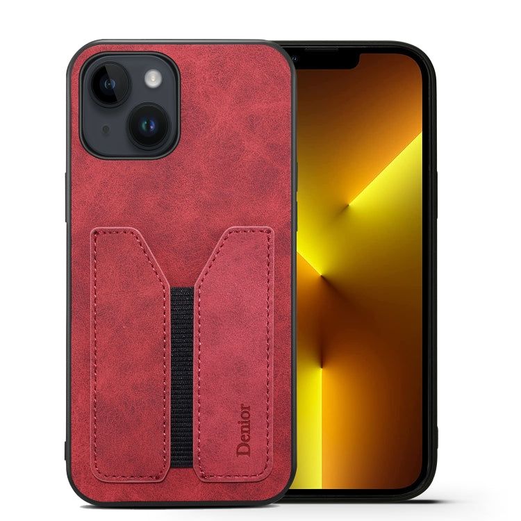 For iPhone 14 Denior DV Elastic Card PU Back Cover Phone Case(Red) - HoMEdemic™ 