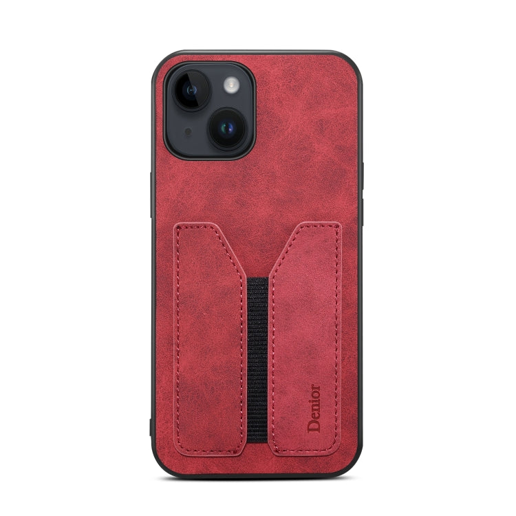 For iPhone 14 Denior DV Elastic Card PU Back Cover Phone Case(Red) - HoMEdemic™ 