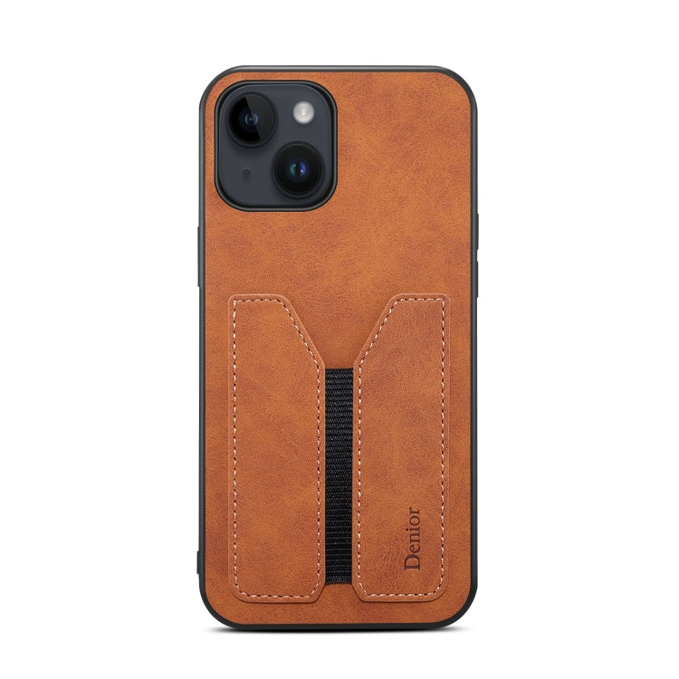 For iPhone 14 Denior DV Elastic Card PU Back Cover Phone Case(Brown) - HoMEdemic™ 