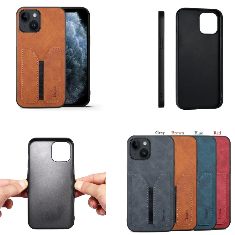 For iPhone 14 Denior DV Elastic Card PU Back Cover Phone Case(Grey) - HoMEdemic™ 