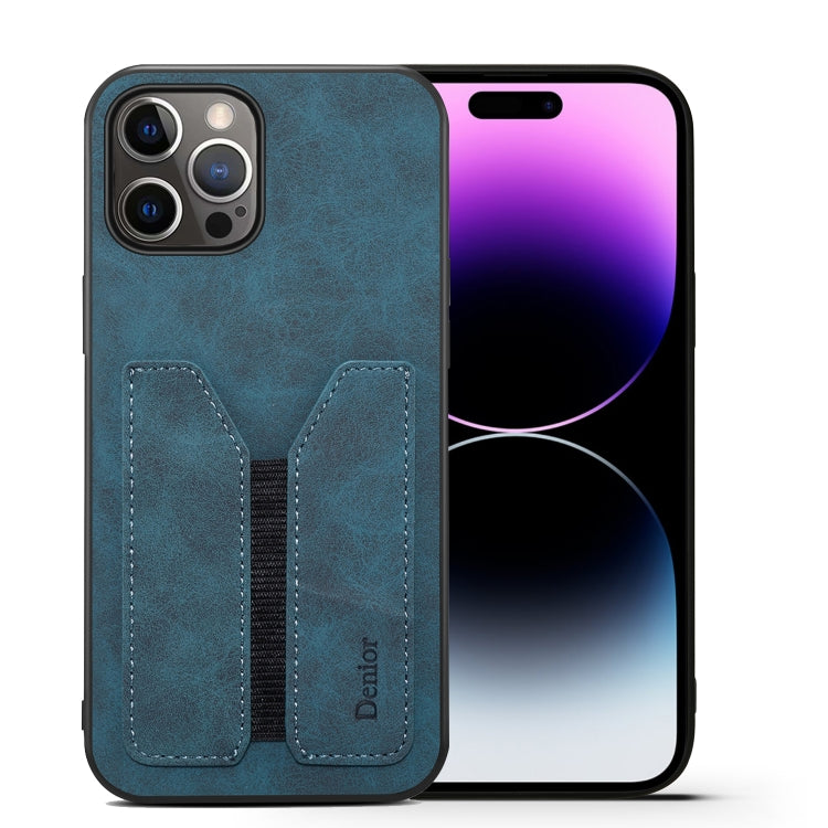 For iPhone 14 Pro Denior DV Elastic Card PU Back Cover Phone Case(Blue) - HoMEdemic™ 