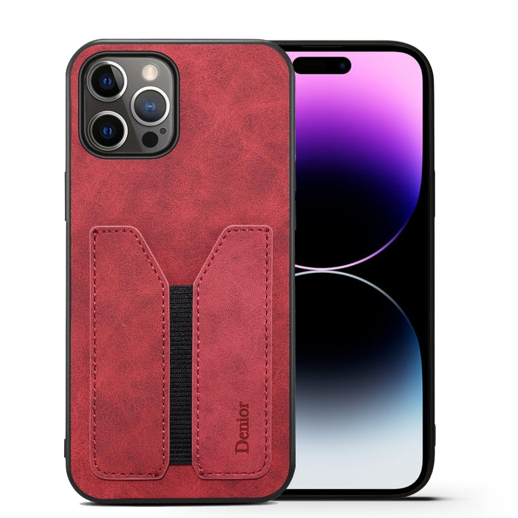 For iPhone 14 Pro Denior DV Elastic Card PU Back Cover Phone Case(Red) - HoMEdemic™ 