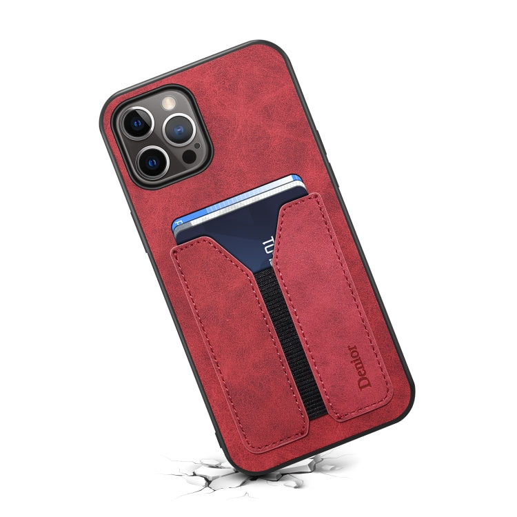 For iPhone 14 Pro Denior DV Elastic Card PU Back Cover Phone Case(Red) - HoMEdemic™ 