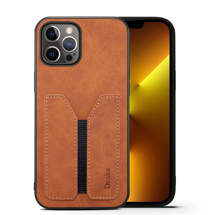 For iPhone 13 Pro Denior DV Elastic Card PU Back Cover Phone Case(Brown) - HoMEdemic™ 