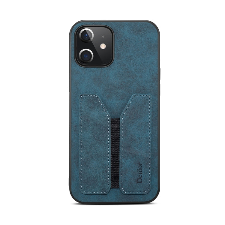 For iPhone 12 mini Denior DV Elastic Card PU Back Cover Phone Case(Blue) - HoMEdemic™ 