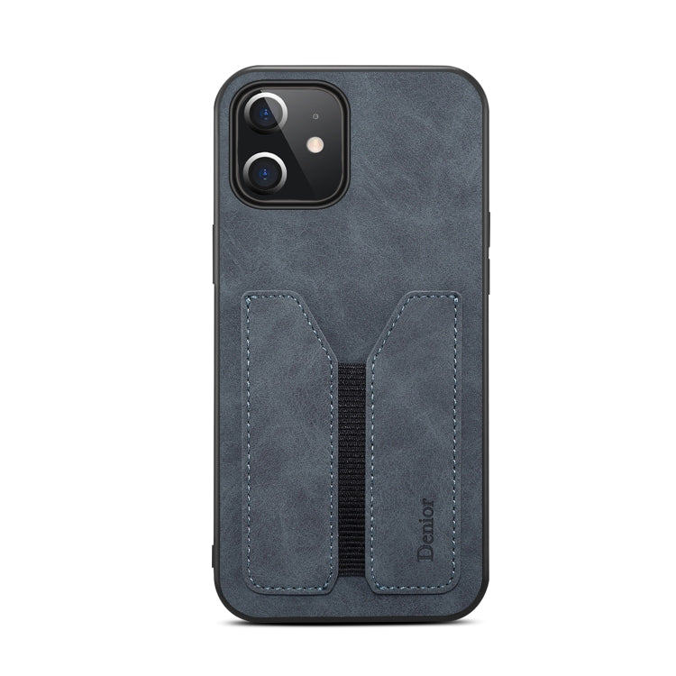 For iPhone 12 mini Denior DV Elastic Card PU Back Cover Phone Case(Grey) - HoMEdemic™ 