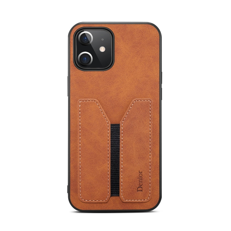 For iPhone 12 mini Denior DV Elastic Card PU Back Cover Phone Case(Brown) - HoMEdemic™ 