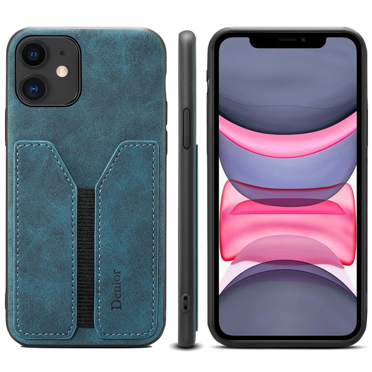 For iPhone 11 Denior DV Elastic Card PU Back Cover Phone Case(Blue) - HoMEdemic™ 