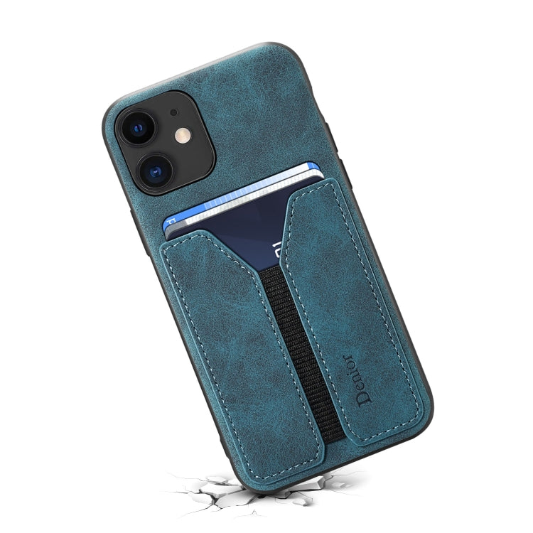 For iPhone 11 Denior DV Elastic Card PU Back Cover Phone Case(Blue) - HoMEdemic™ 