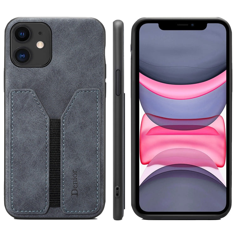 For iPhone 11 Denior DV Elastic Card PU Back Cover Phone Case(Grey) - HoMEdemic™ 