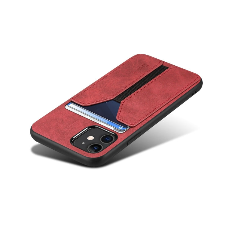 For iPhone 11 Denior DV Elastic Card PU Back Cover Phone Case(Red) - HoMEdemic™ 