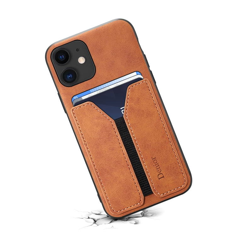 For iPhone 11 Denior DV Elastic Card PU Back Cover Phone Case(Brown) - HoMEdemic™ 