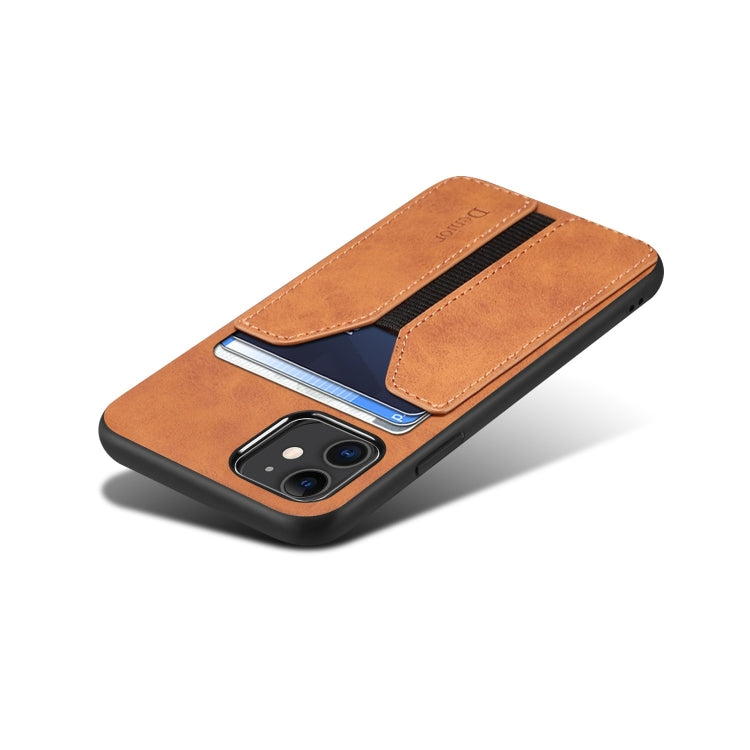 For iPhone 11 Denior DV Elastic Card PU Back Cover Phone Case(Brown) - HoMEdemic™ 