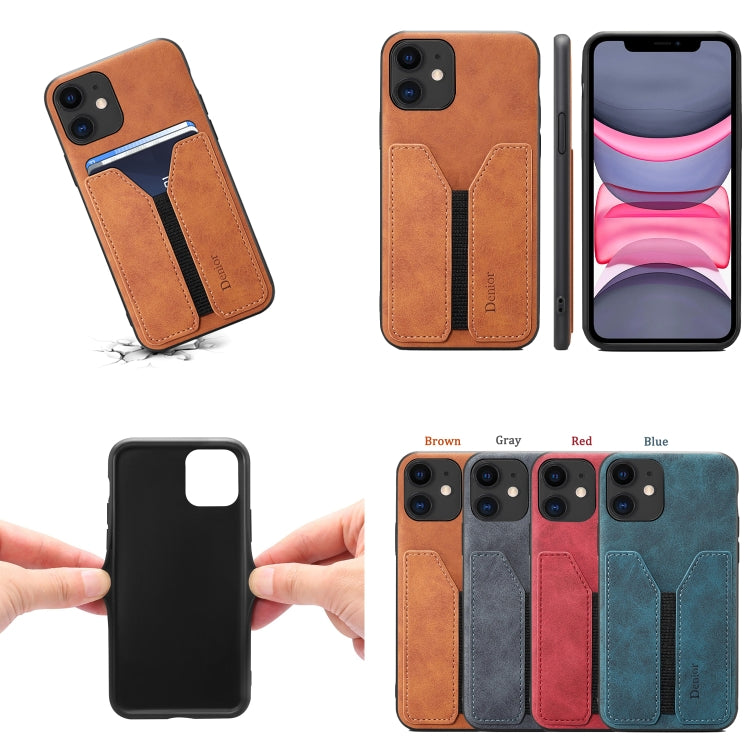 For iPhone 11 Denior DV Elastic Card PU Back Cover Phone Case(Red) - HoMEdemic™ 