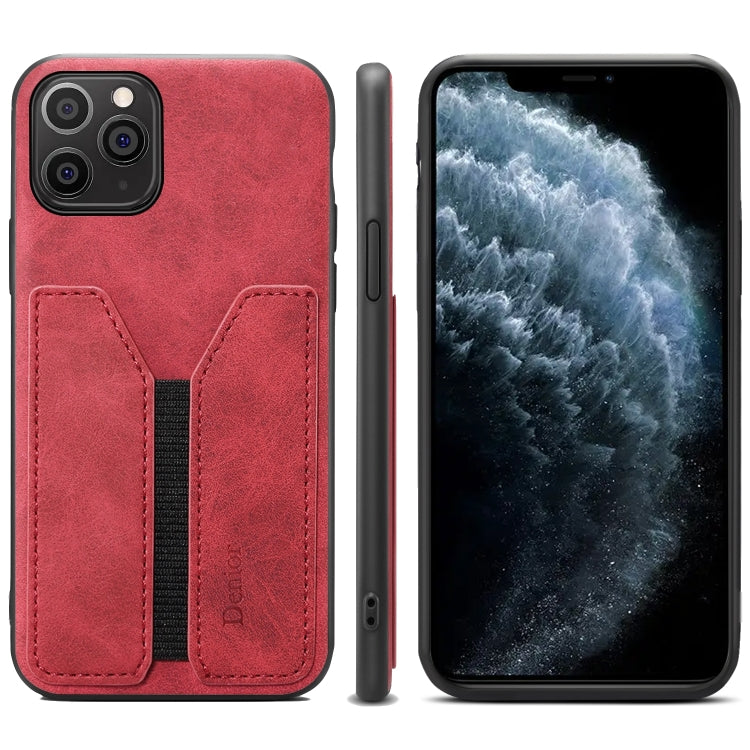 For iPhone 11 Pro Denior DV Elastic Card PU Back Cover Phone Case(Red) - HoMEdemic™ 
