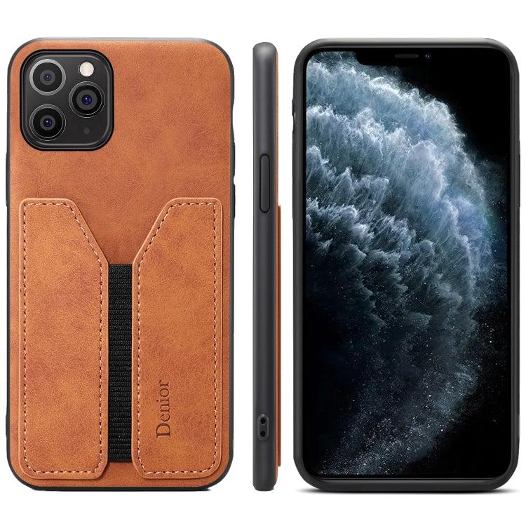 For iPhone 11 Pro Max Denior DV Elastic Card PU Back Cover Phone Case(Brown) - HoMEdemic™ 
