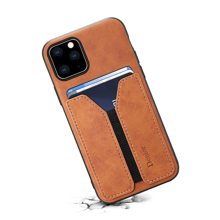 For iPhone 11 Pro Max Denior DV Elastic Card PU Back Cover Phone Case(Brown) - HoMEdemic™ 