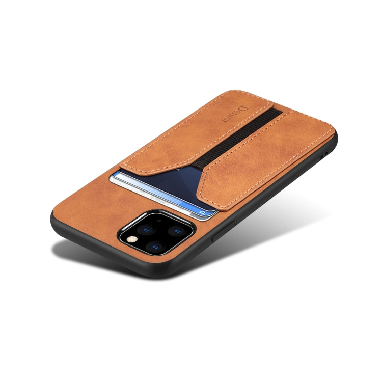 For iPhone 11 Pro Max Denior DV Elastic Card PU Back Cover Phone Case(Brown) - HoMEdemic™ 