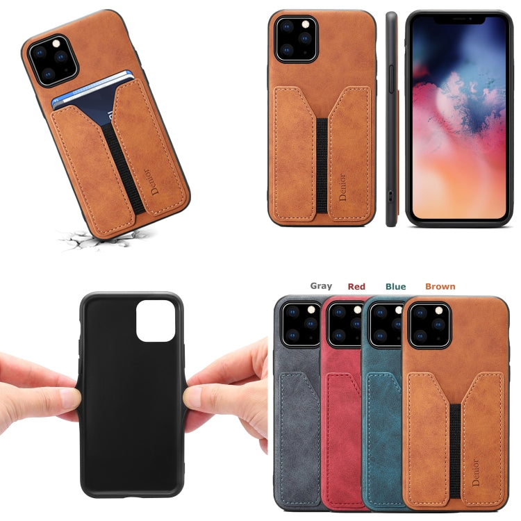 For iPhone 11 Pro Max Denior DV Elastic Card PU Back Cover Phone Case(Brown) - HoMEdemic™ 