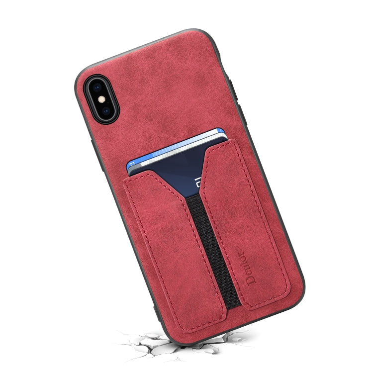 For iPhone X / XS Denior DV Elastic Card PU Back Cover Phone Case(Red) - HoMEdemic™ 