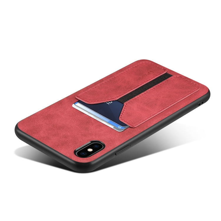 For iPhone X / XS Denior DV Elastic Card PU Back Cover Phone Case(Red) - HoMEdemic™ 