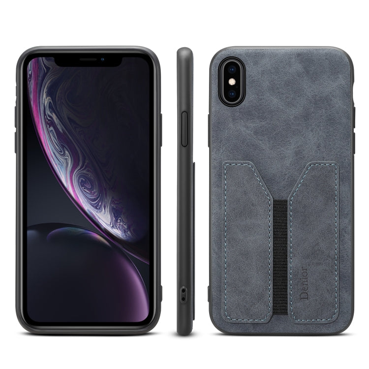 For iPhone XR Denior DV Elastic Card PU Back Cover Phone Case(Grey) - HoMEdemic™ 