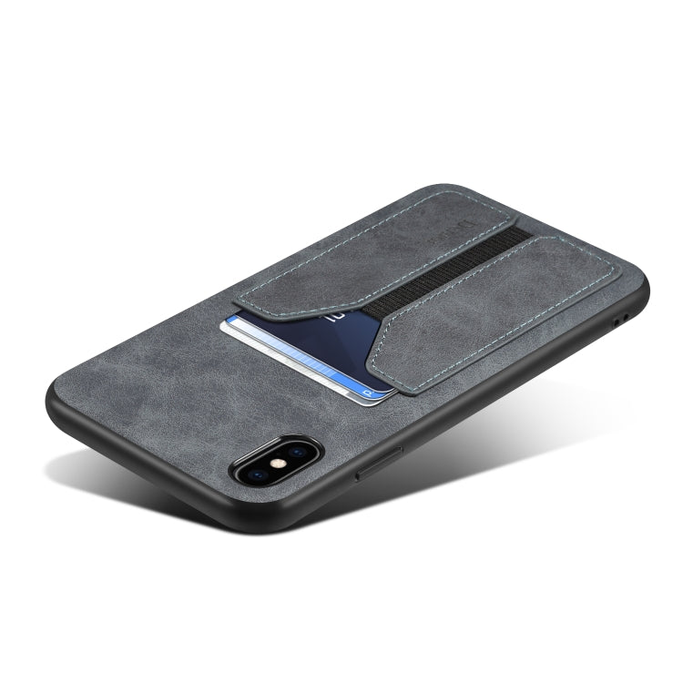 For iPhone XR Denior DV Elastic Card PU Back Cover Phone Case(Grey) - HoMEdemic™ 