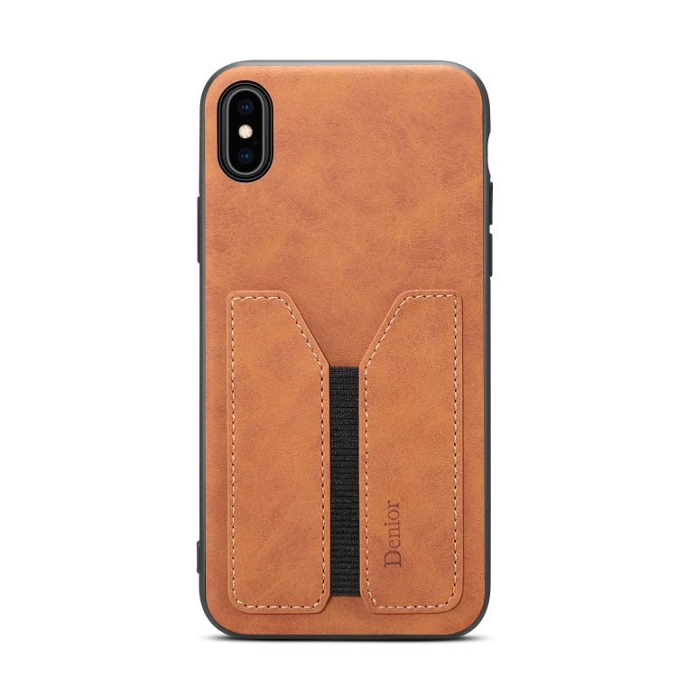 For iPhone XR Denior DV Elastic Card PU Back Cover Phone Case(Brown) - HoMEdemic™ 