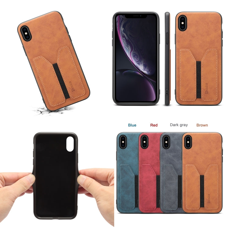 For iPhone XR Denior DV Elastic Card PU Back Cover Phone Case(Brown) - HoMEdemic™ 