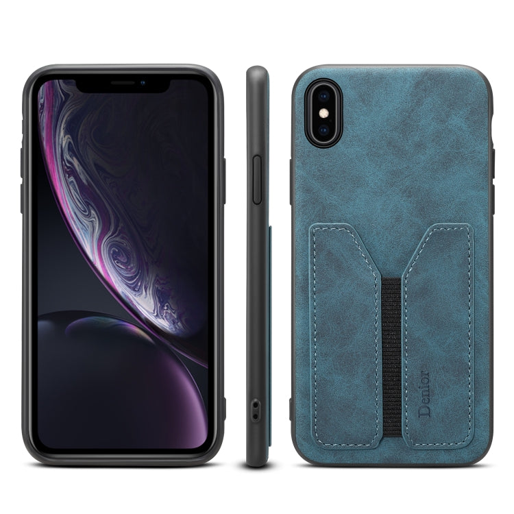 For iPhone XS Max Denior DV Elastic Card PU Back Cover Phone Case(Blue) - HoMEdemic™ 