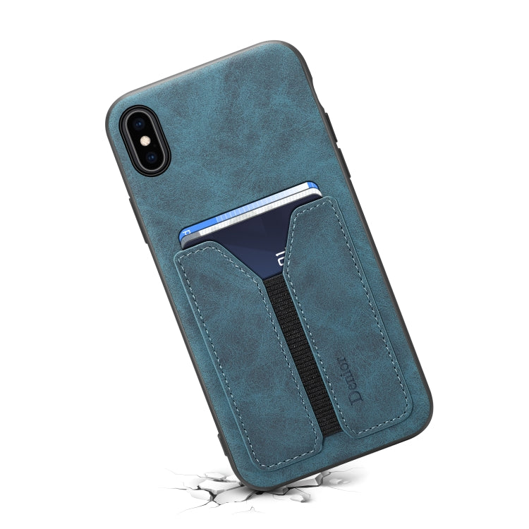 For iPhone XS Max Denior DV Elastic Card PU Back Cover Phone Case(Blue) - HoMEdemic™ 