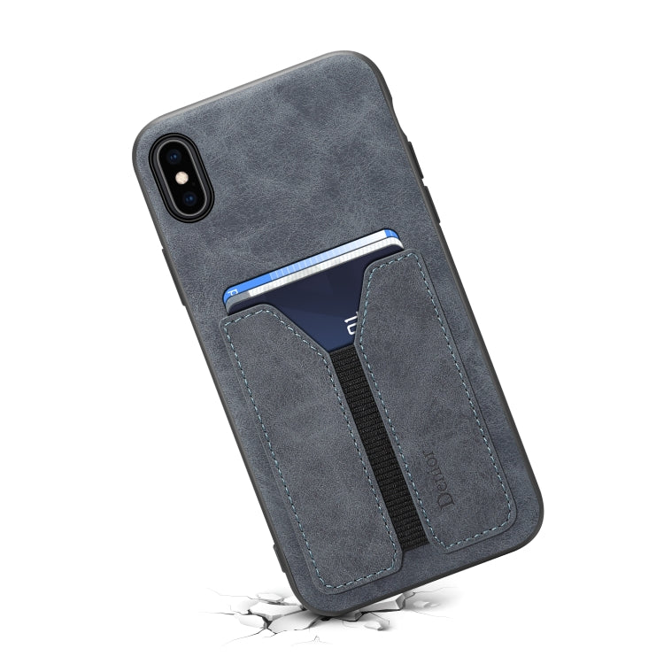 For iPhone XS Max Denior DV Elastic Card PU Back Cover Phone Case(Grey) - HoMEdemic™ 