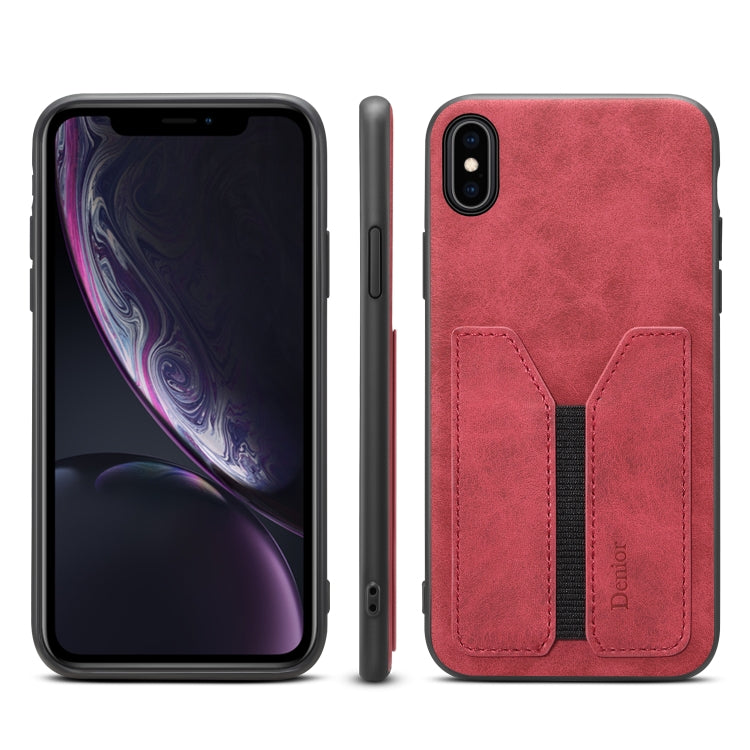 For iPhone XS Max Denior DV Elastic Card PU Back Cover Phone Case(Red) - HoMEdemic™ 