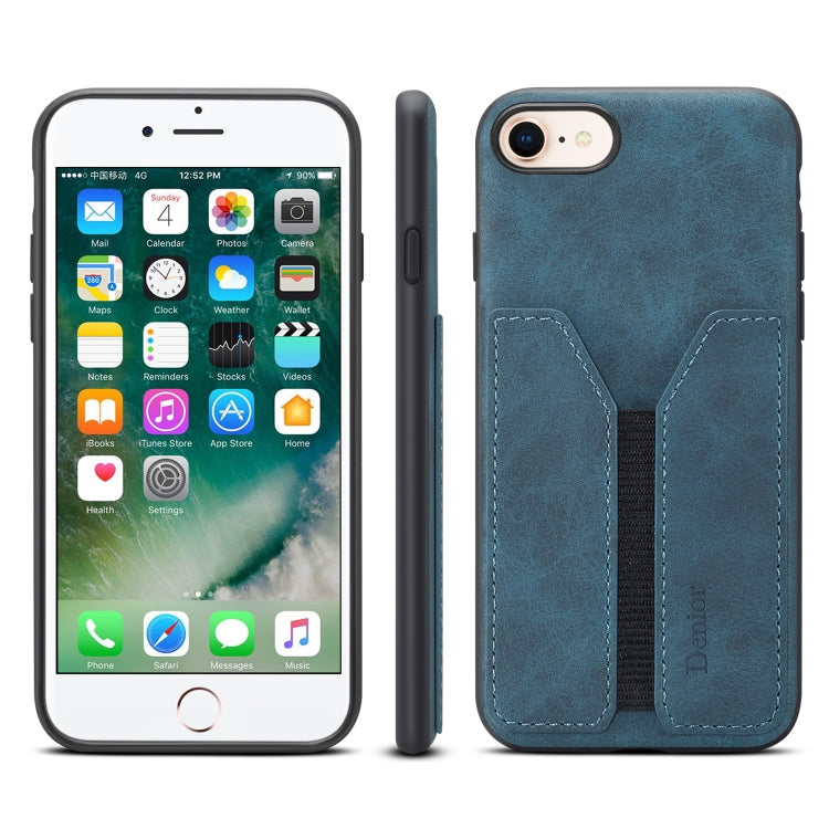 For iPhone SE 2022 / SE 2020 / 7 / 8 Denior DV Elastic Card PU Back Cover Phone Case(Blue) - HoMEdemic™ 
