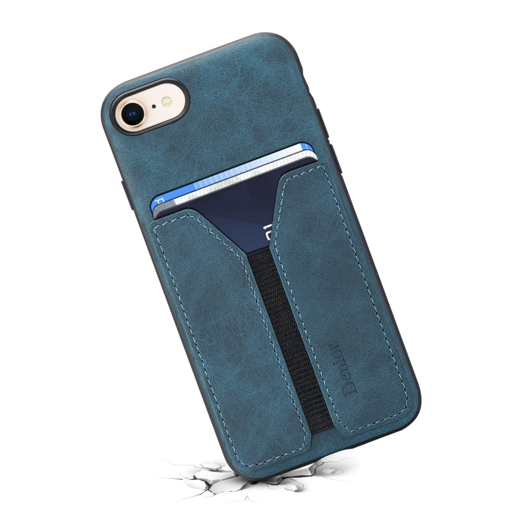 For iPhone SE 2022 / SE 2020 / 7 / 8 Denior DV Elastic Card PU Back Cover Phone Case(Blue) - HoMEdemic™ 