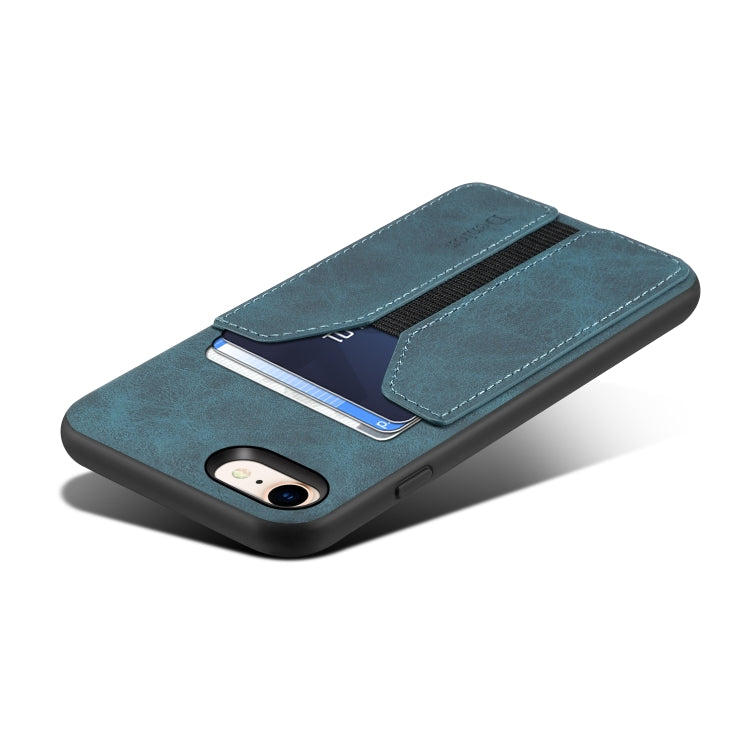 For iPhone SE 2022 / SE 2020 / 7 / 8 Denior DV Elastic Card PU Back Cover Phone Case(Blue) - HoMEdemic™ 