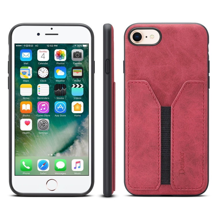 For iPhone SE 2022 / SE 2020 / 7 / 8 Denior DV Elastic Card PU Back Cover Phone Case(Red) - HoMEdemic™ 